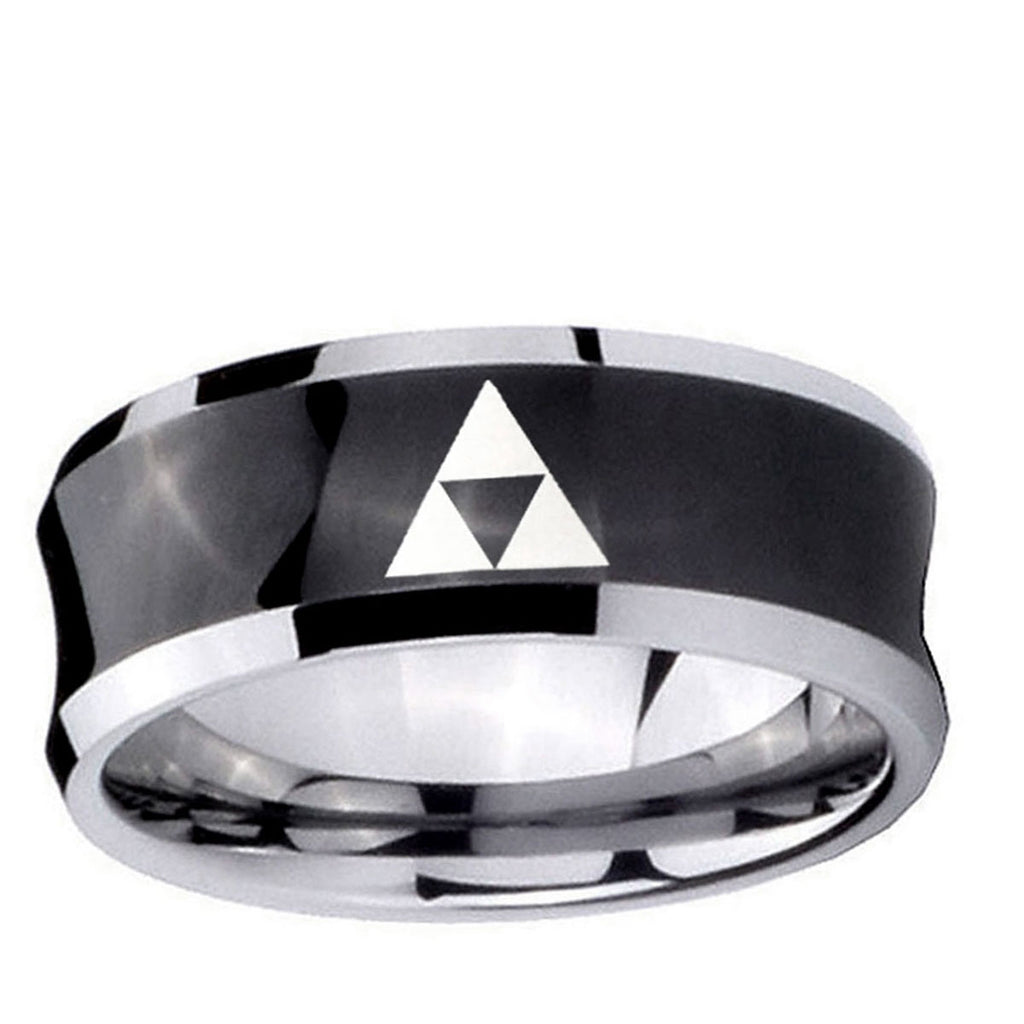 10mm Zelda Triforce Concave Black Tungsten Ring