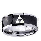 5, 8mm Zelda Triforce Concave Black Tungsten Carbide Promise Ring