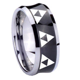 10mm-Multiple-Zelda-Triforce-Concave-Black-Tungsten-Carbide-Custom-Mens-Ring