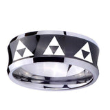 10mm-Multiple-Zelda-Triforce-Concave-Black-Tungsten-Carbide-Custom-Mens-Ring