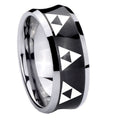 8MM Multiple Zelda Triforce Concave Black Tungsten Ring for Men