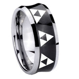 8mm Multiple Zelda Triforce Concave Black Tungsten Carbide Rings for Men
