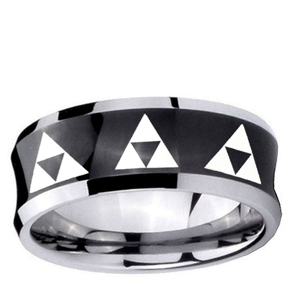 5MMMultiple Zelda Triforce Concave Black Tungsten Ring for Men