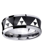 10mm Multiple Zelda Triforce Concave Black Tungsten Ring