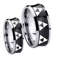 Multiple Zelda Triforce Concave Black Tungsten Promise Ring Set