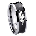 8MM Black Concave Air Force Two Tone Tungsten Engrave Ring