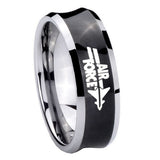 10mm Concave Air Force Tungsten Carbide Black IP Two Tone Men's Ring