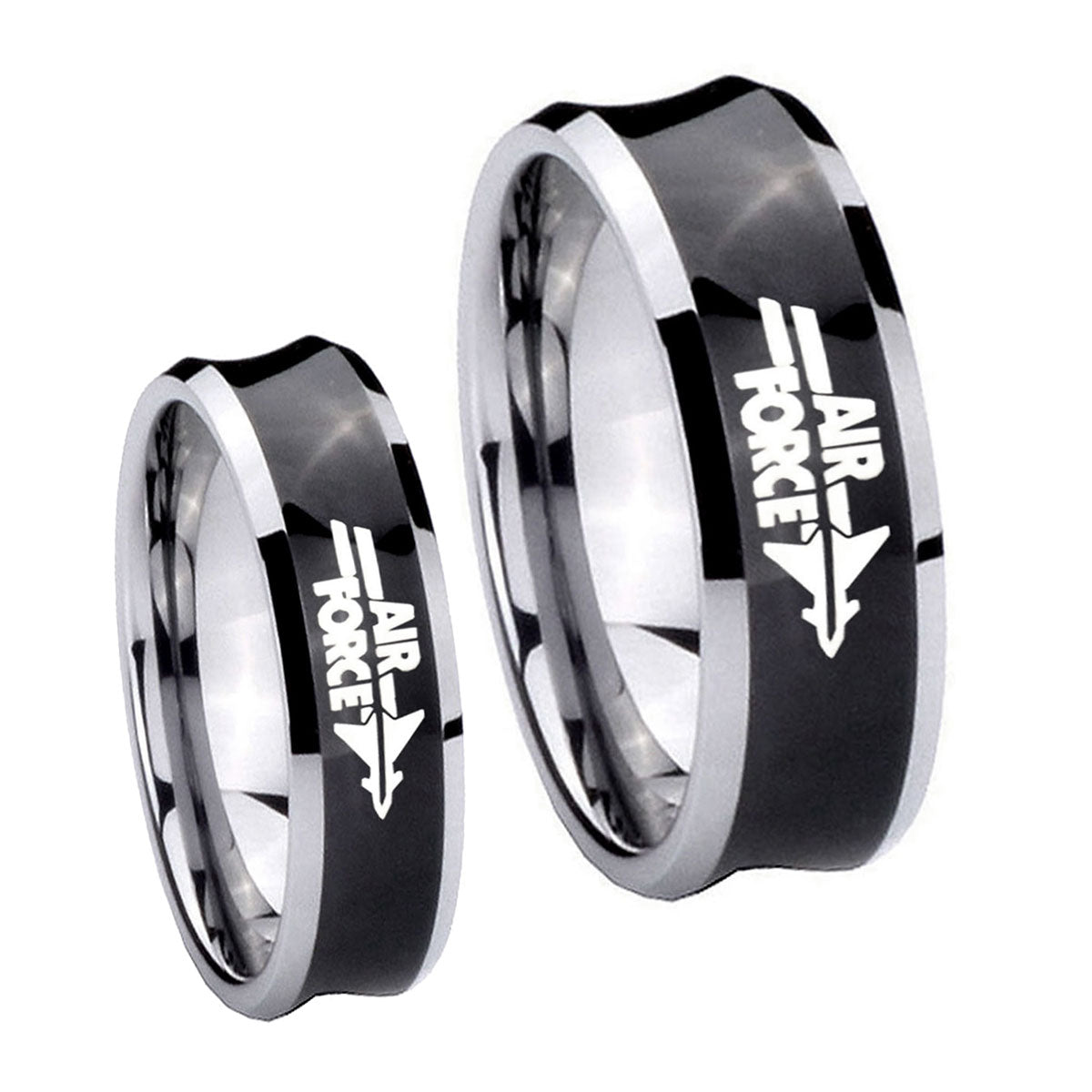 Black Concave Air Force Two Tone Tungsten His and Hers