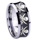 10mm-Multiple-Skull-Pirate-Concave-Black-Tungsten-Carbide-Custom-Ring-for-Men