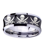 10mm-Multiple-Skull-Pirate-Concave-Black-Tungsten-Carbide-Custom-Ring-for-Men
