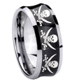 8MM Multiple Skull Pirate Concave Black Tungsten Wedding Ring
