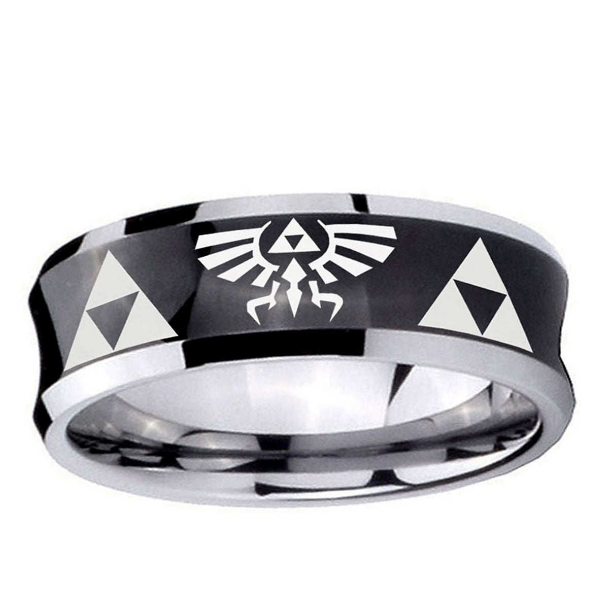 5MMLegend of Zelda Concave Black Tungsten Mens Ring Personalized