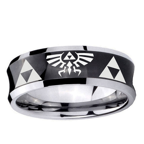 10mm Legend of Zelda Concave Black Tungsten Ring