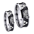 Legend of Zelda Concave Black Tungsten Couple Rings