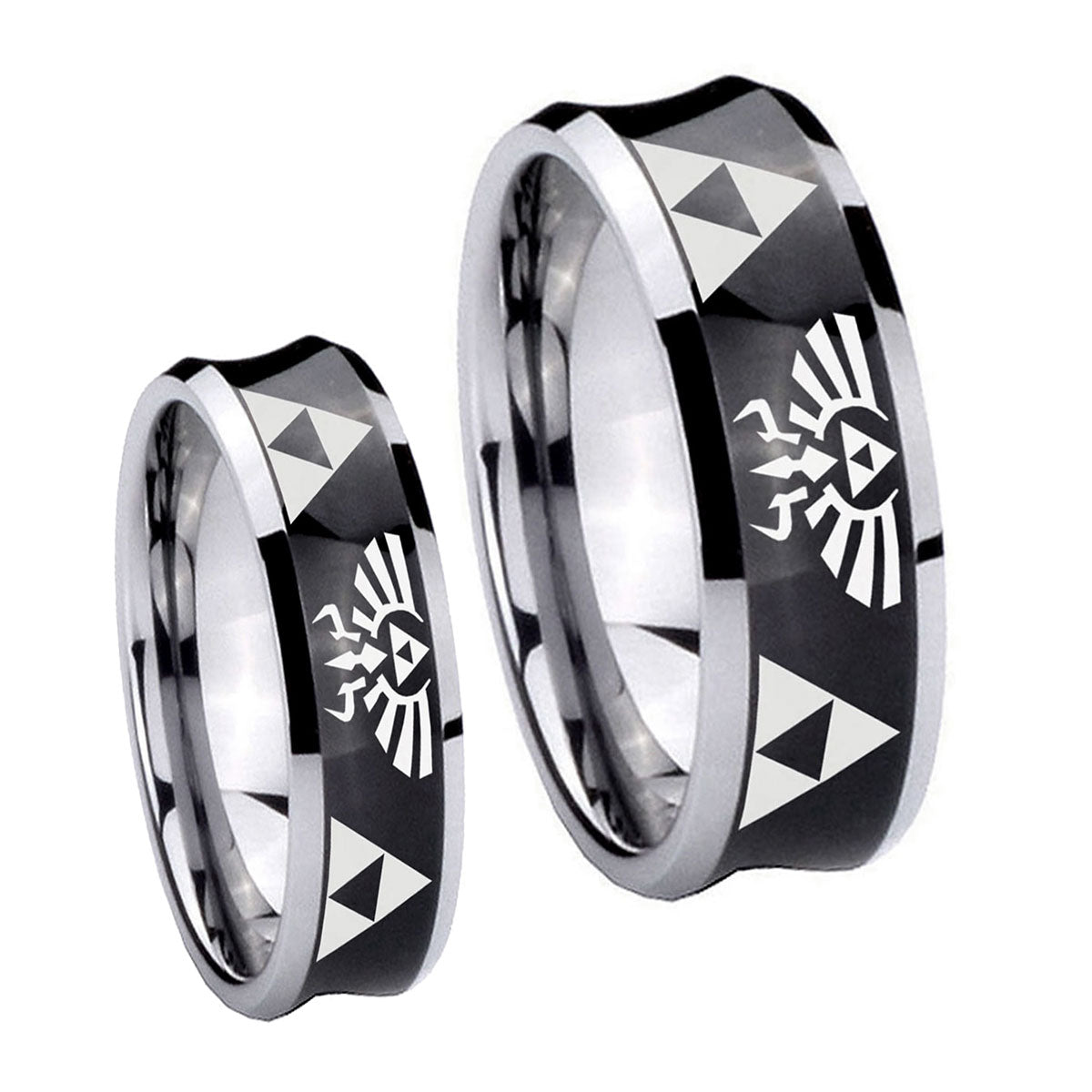 Legend of Zelda Concave Black Tungsten Couple Rings