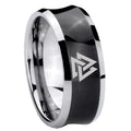 8MM Viking Symbol Concave Black Mens Wide Band Rings