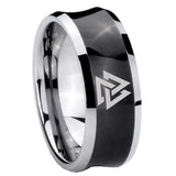 8mm Viking Symbol Concave Black Mens Wide Band Rings