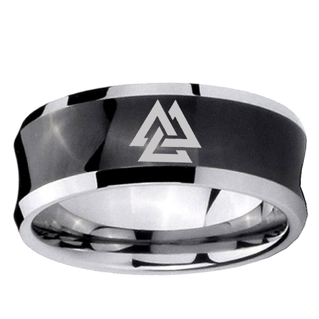 5MMViking Symbol Concave Black Mens Wide Band Rings