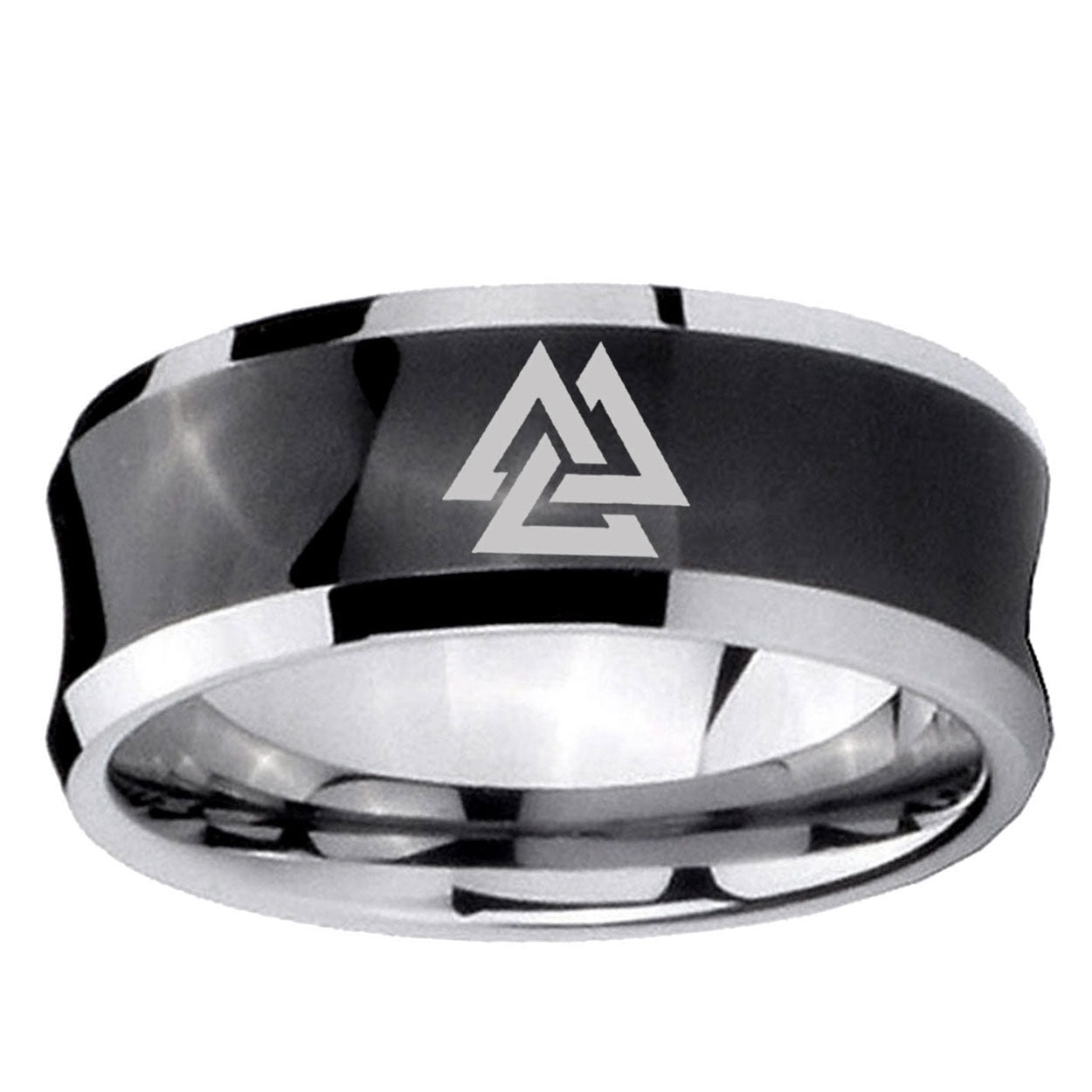 5MMViking Symbol Concave Black Mens Wide Band Rings