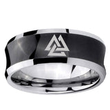 5, 8mm Viking Symbol Concave Black Mens Wide Band Rings