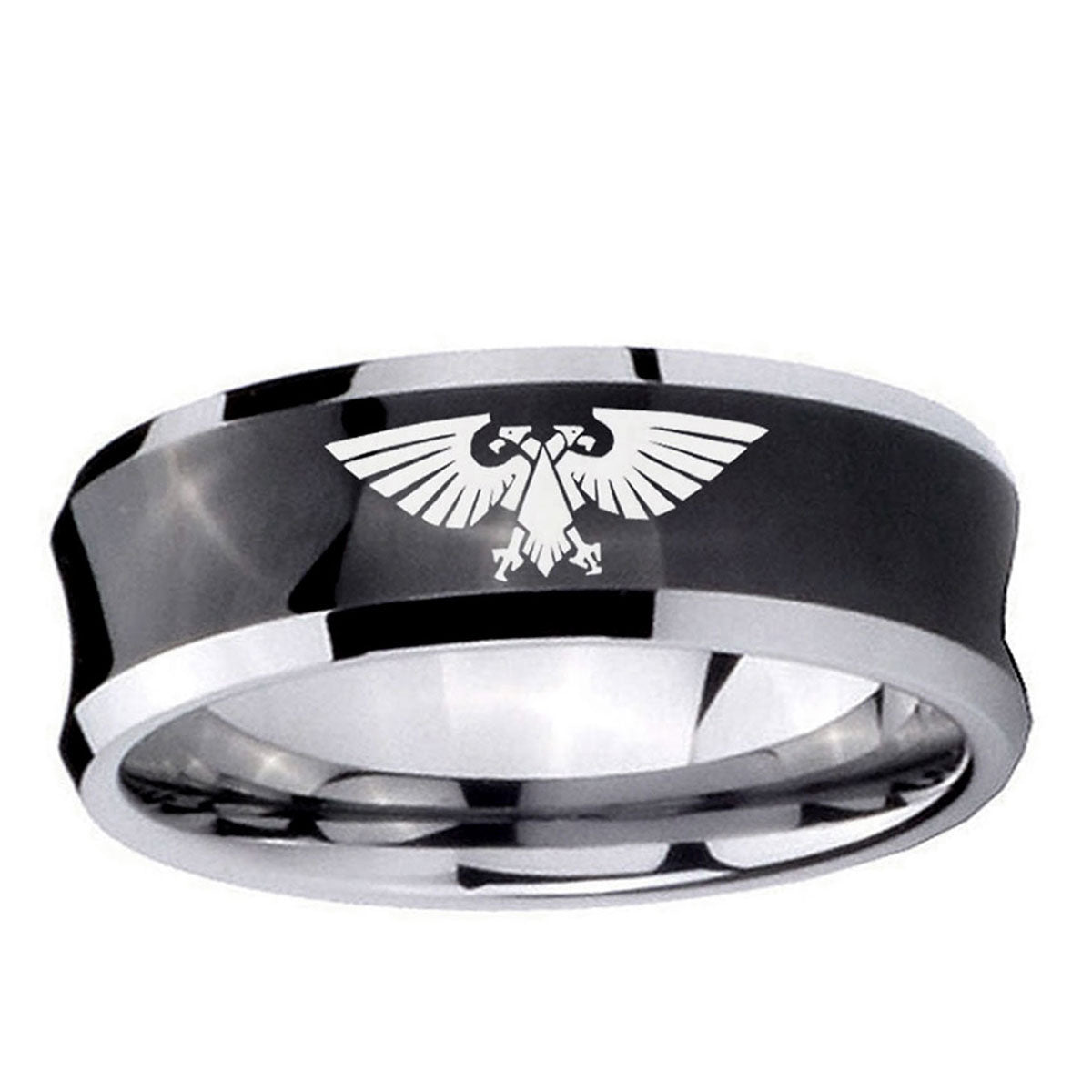 10mm Aquila Concave Black Tungsten Ring