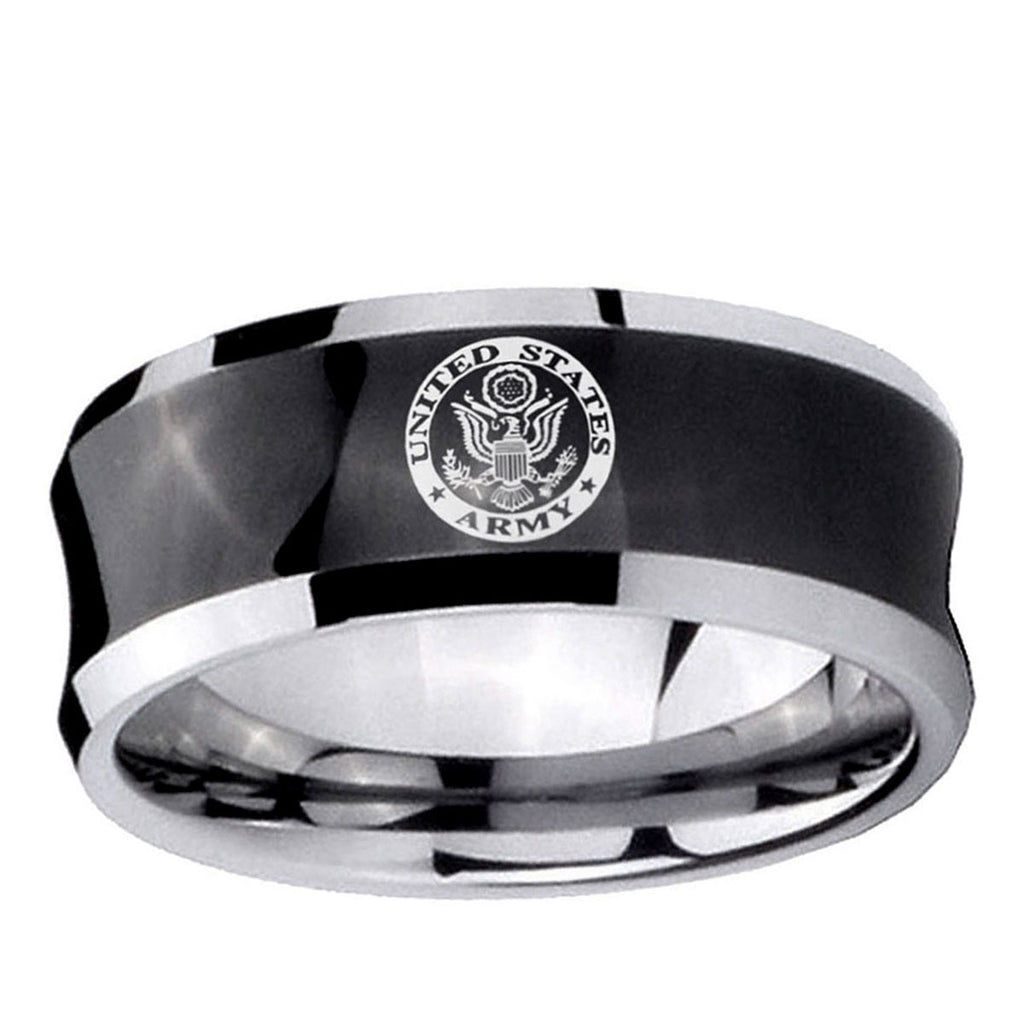 5MMU.S. Army Concave Black Tungsten Custom Ring for Men