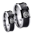 U.S. Army Concave Black Tungsten Couple Band Set
