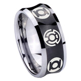 8mm Blue Green Lantern Concave Black Mens Tungsten Wedding Ring