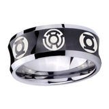 5, 8mm Blue Green Lantern Concave Black Mens Tungsten Wedding Ring