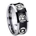 8MM Blue Green Lantern Concave Black Mens Tungsten Wedding Ring