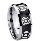 8mm Blue Green Lantern Concave Black Mens Tungsten Wedding Ring