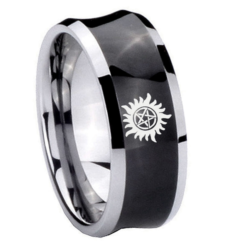 8MM Supernatural Concave Black Rings For Men Fashion