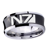 10mm-N7-Design-Concave-Black-Tungsten-Carbide-Men's-Engagement-Band