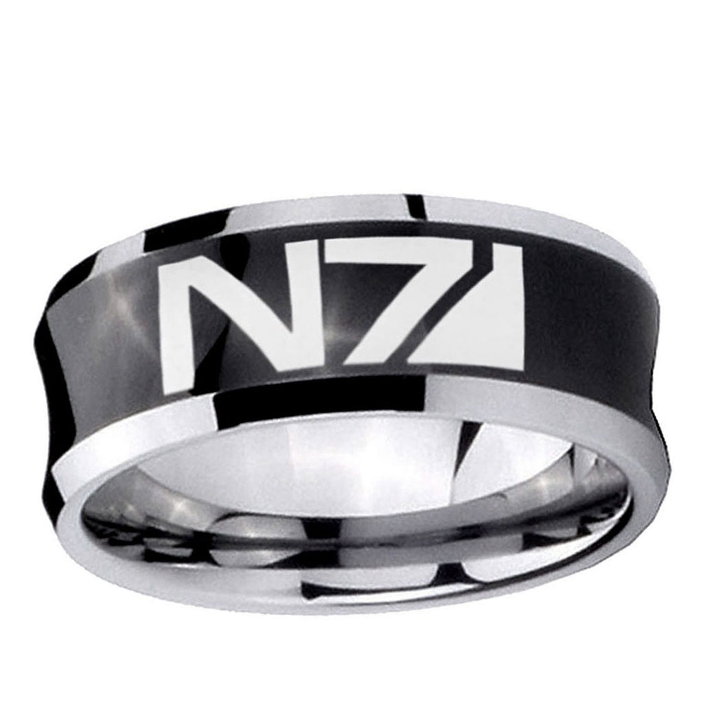 10mm N7 Design Concave Black Tungsten Ring