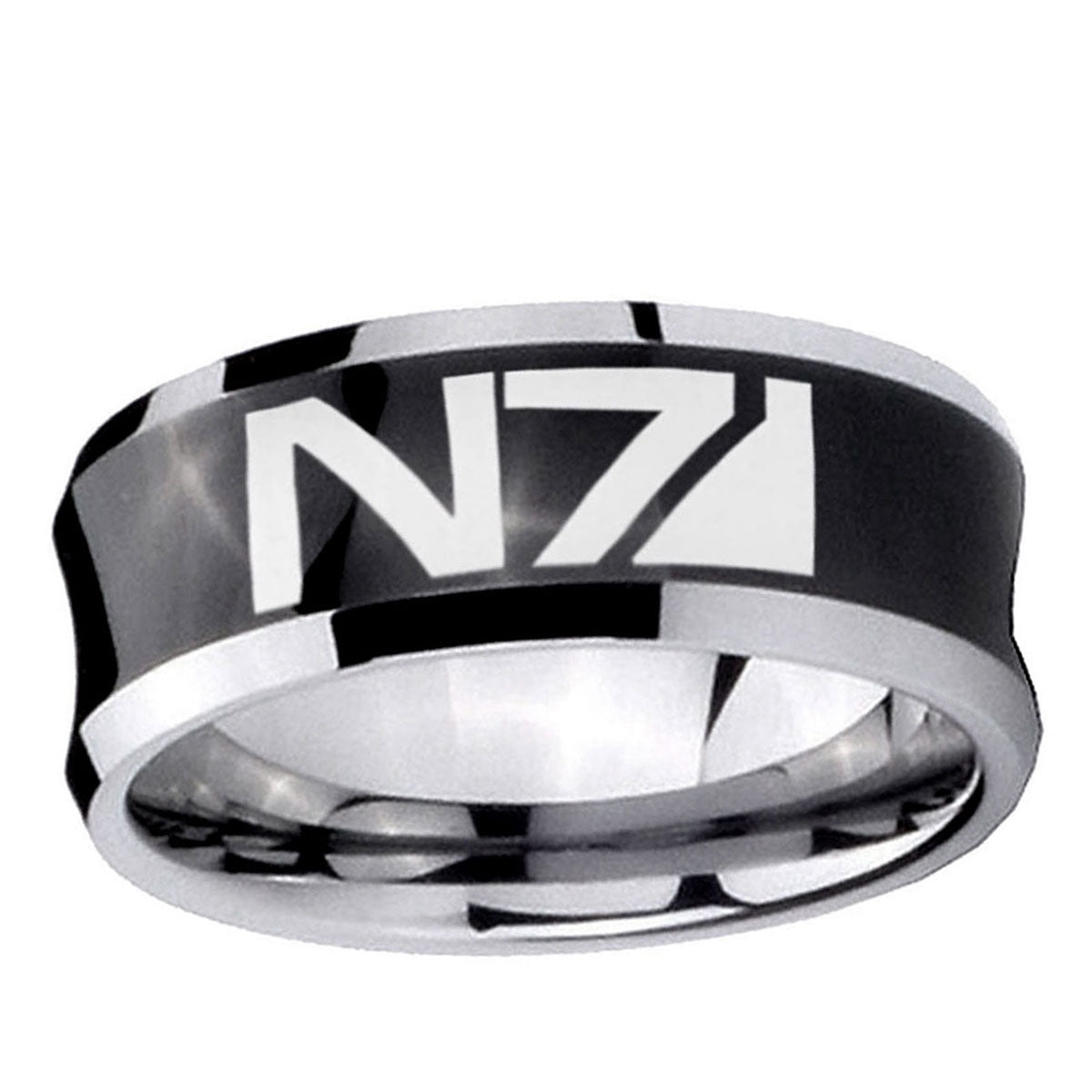 10mm N7 Design Concave Black Tungsten Ring