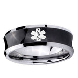 5, 8mm Medical Alert Concave BlackTungsten Ring