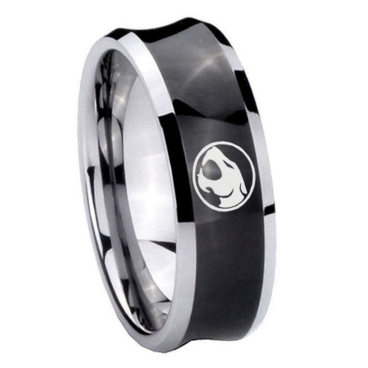 8MM Thundercat Concave Black Tungsten Carbide Anniversary Ring
