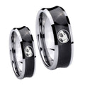Thundercat Concave Black Tungsten Mens Set Rings