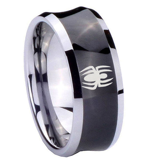 10mm-Spiderman-Concave-Black-Tungsten-Carbide-Mens-Engagement-Ring