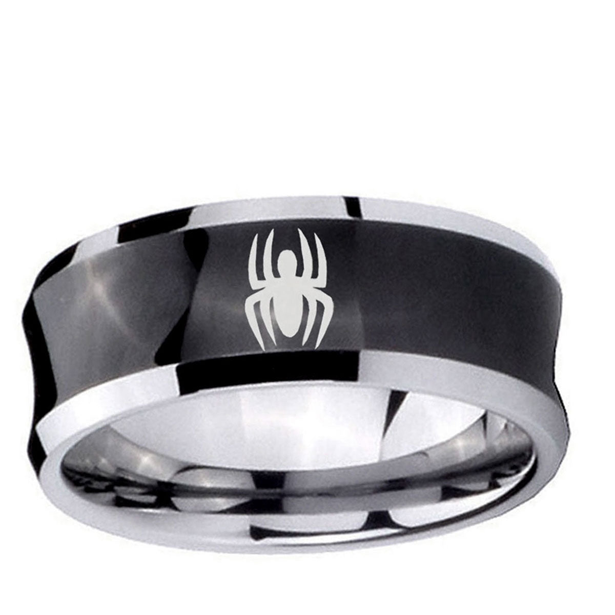 5MMSpiderman Concave Black Tungsten Mens Engagement Ring