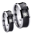 Spiderman Concave Black Tungsten Bridal Set Ring