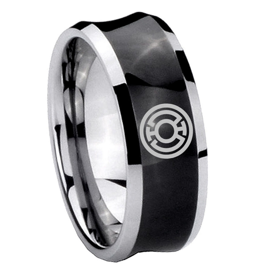 8MM Blue Lantern Concave Black Rings For Men Fashion