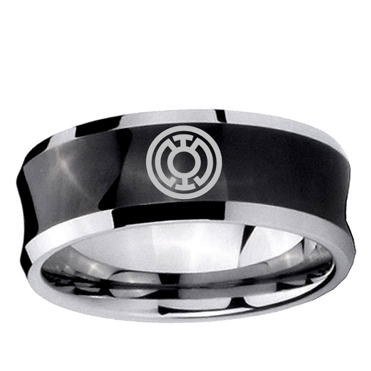 5MMBlue Lantern Concave Black Rings For Men Fashion