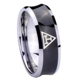 8mm-Masonic-Triple-Concave-Black-Tungsten-Carbide-Custom-Mens-Ring