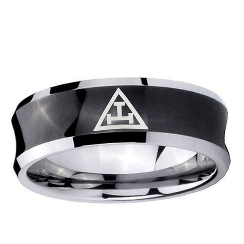 10mm Masonic Triple Concave Black Tungsten Ring