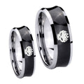 OffspRing Concave Black Tungsten His Hers Ring Set