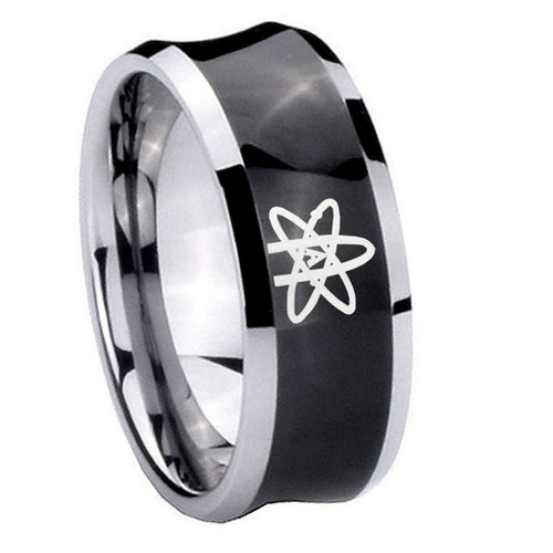 10mm American Atheist Concave Black Tungsten Carbide Men's Engagement Ring