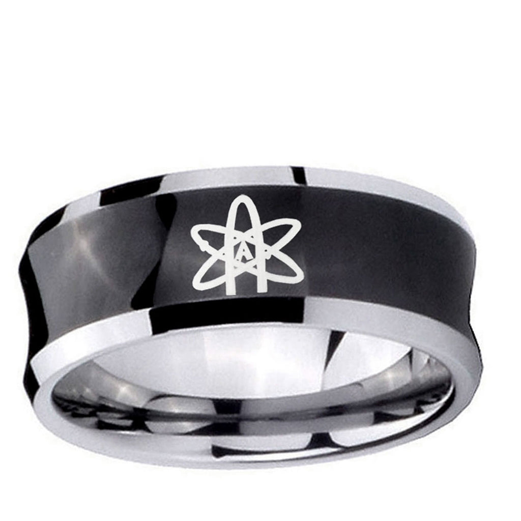 10mm American Atheist Concave Black Tungsten Ring