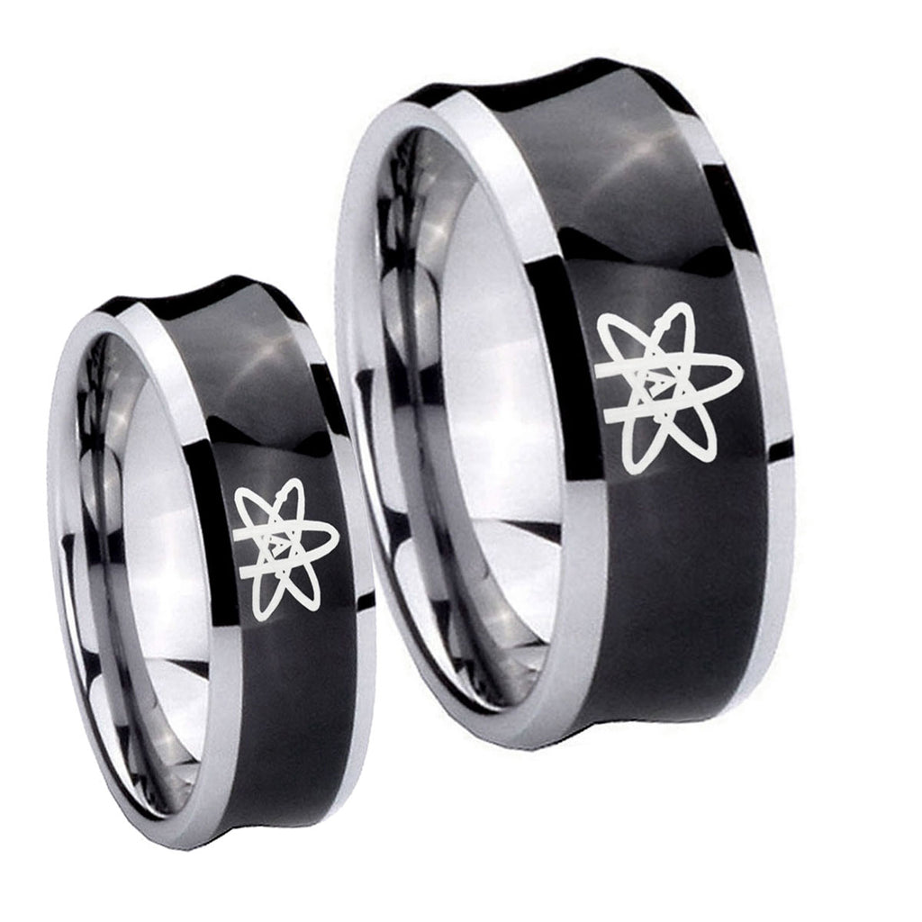 American Atheist Concave Black Tungsten Couple Band Set