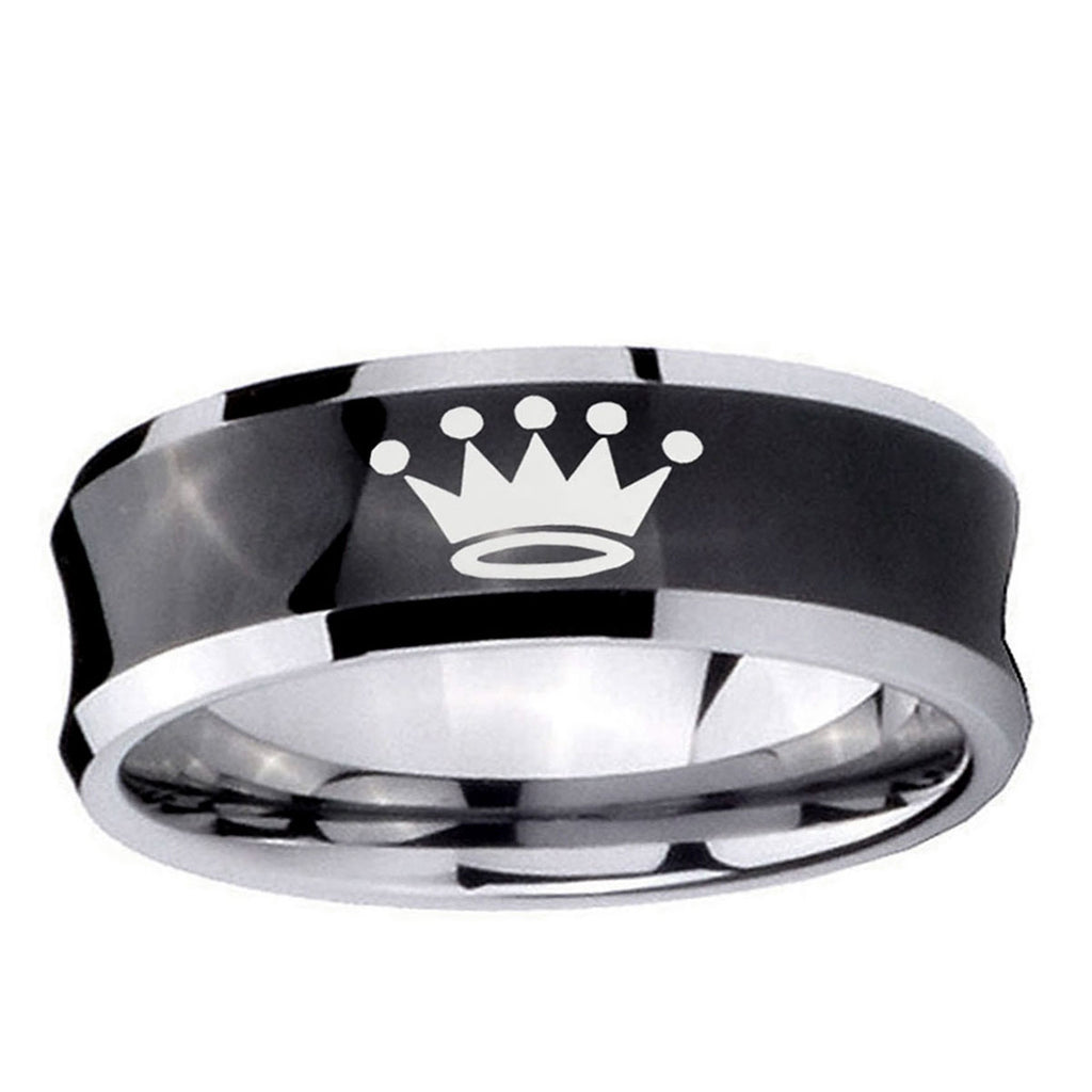 5MMCrown Concave Black Tungsten Carbide Wedding Band Mens